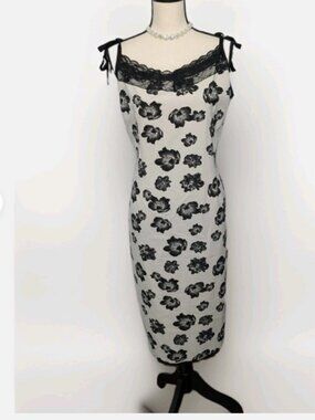 Eva Mendes Collection Black & White floral adjustable shift dress NWT size XL